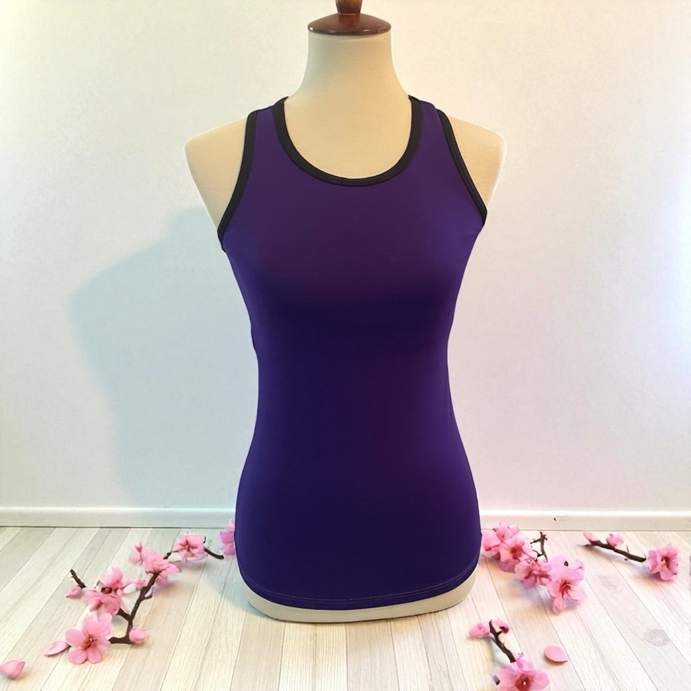 Motionwear‎ Deep Purple Tank Top with Black Trim Size Small